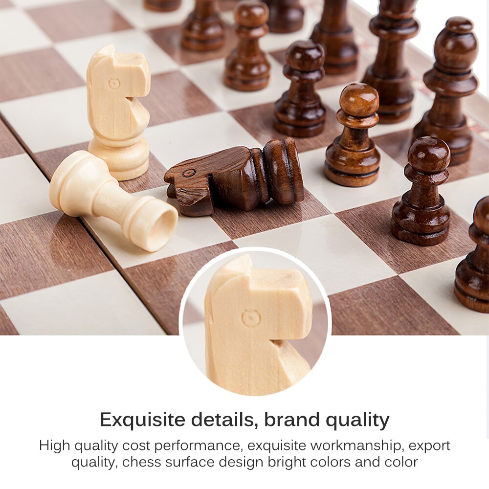 Wooden Folding Chess Set With Felt Game Board Interior For Storage Adult Kids Beginner Chess Board Education Toy Kids