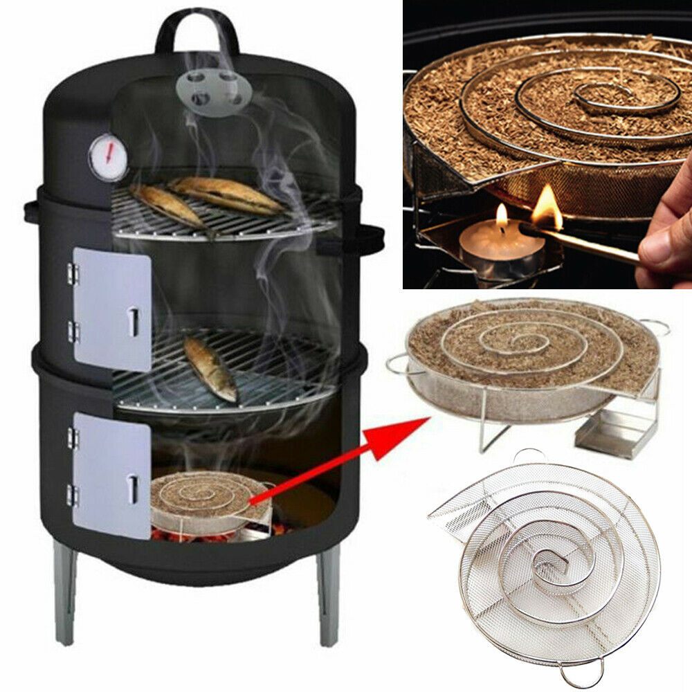 Røggenerator bbq tilbehør stål grill grill madlavningsværktøj ryger laks bacon fisk mini apple træflis bbq kødværktøj