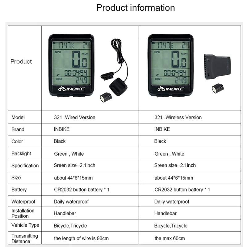 Wireless Bicycle Computer Bike Motorcycle Speedometer Digital Stopwatch Odometer Thermometer LCD Backlight Rainproof