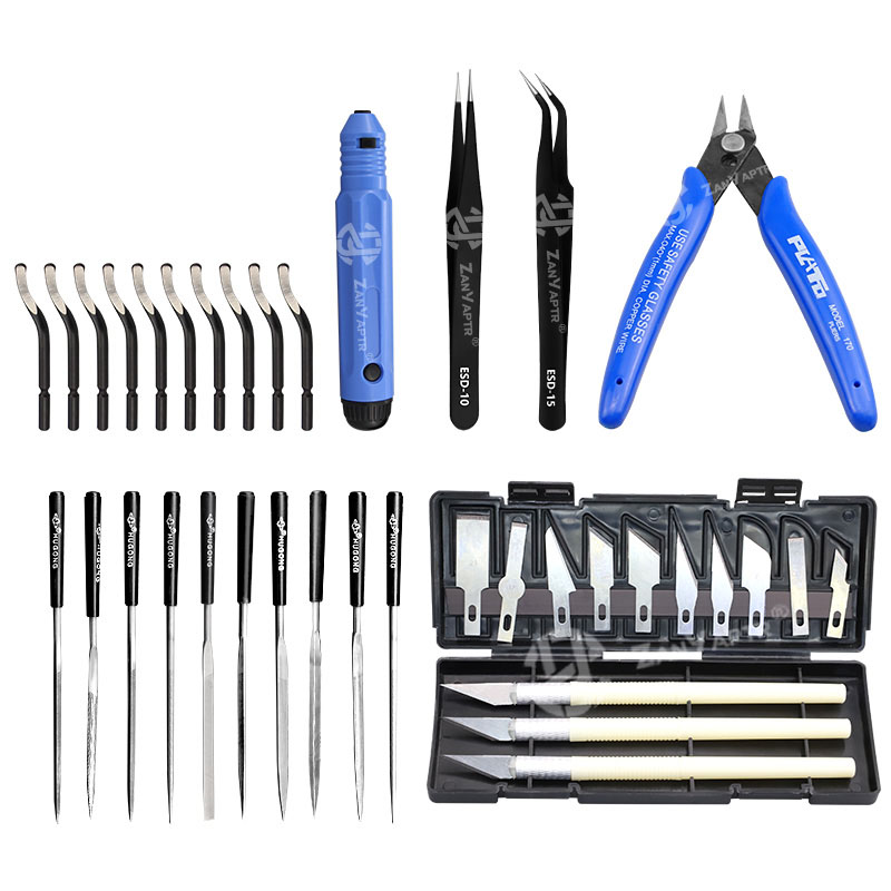 3D Model Grinding Tool Deburring Engraving Knife Kit Carving Tool DIY File Cutter Scraper Trimming Tool 3D Printer Parts: Red