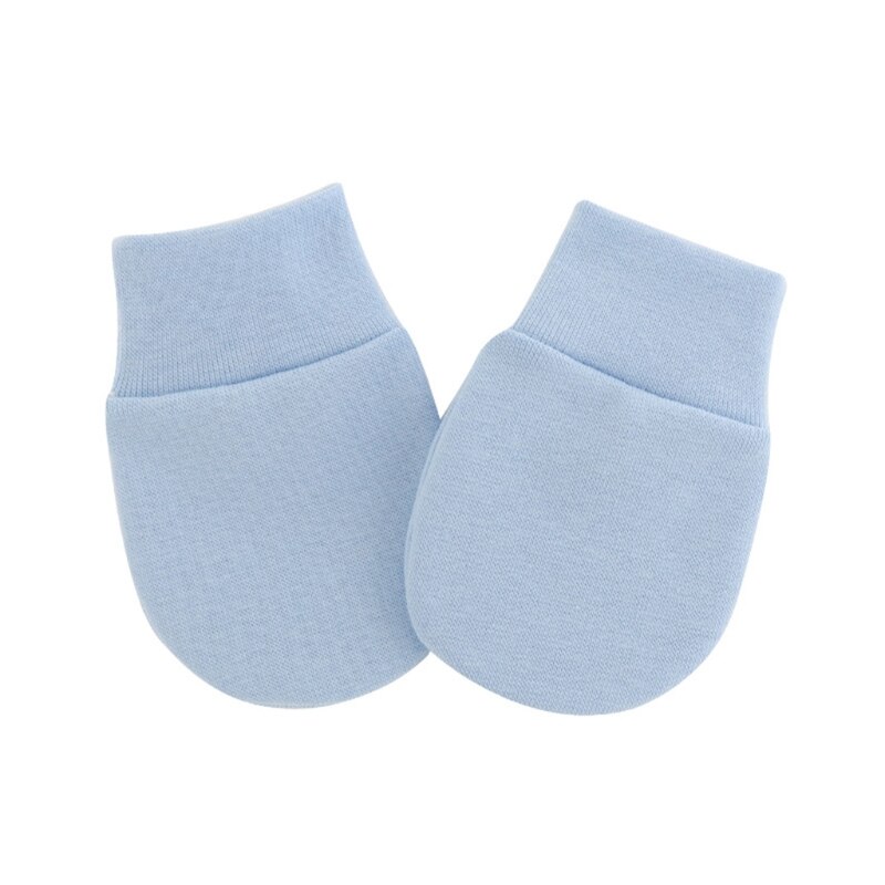 1 Pair Baby Anti Scratching Soft Cotton Gloves Newborn Infant Handguard Mittens L4MC: Light Blue