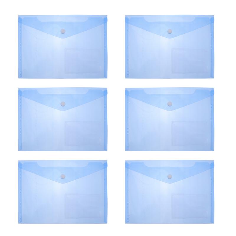 30 stk arkivtaske i plastik dokumentopbevaring til kontor med kortlomme  a5 -knappers informationsportefølje: Blå