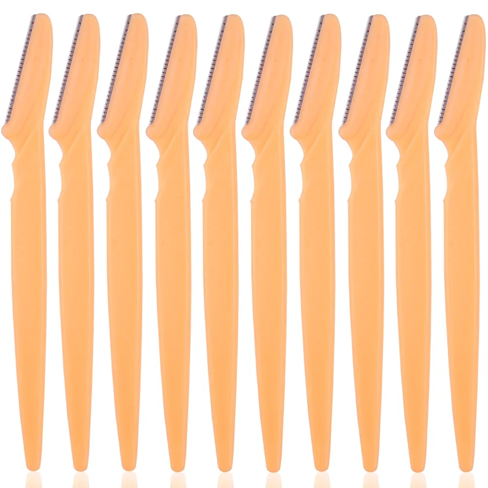 Cortadores de depilación para cejas, cuchillo de seguridad, raspador de maquillaje, recortador de cejas, afeitadora facial portátil, 3/10 Uds.: Cromo cepillado