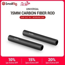 Varilla de fibra de carbono de 15mm SmallRig de 4 pulgadas de largo para el sistema de soporte de varilla de 15mm para cámara DSLR Rig - 1871 (paquete de 2)