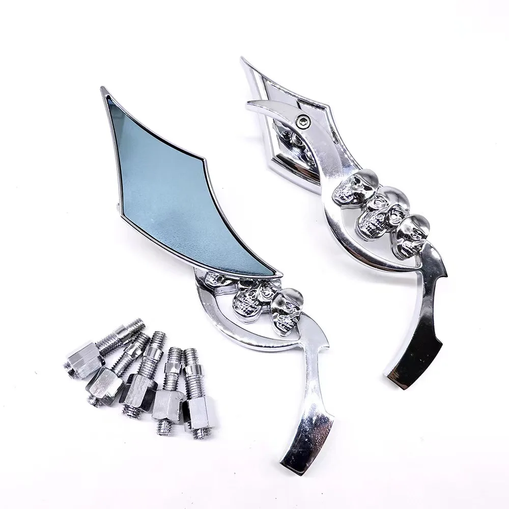 Motorcycle Handlebar Mirror Motorbike Mirror Skull Handlebar Rear Mirror Retro Skeleton Motorcycle Modified Rearview Mirror: Brown