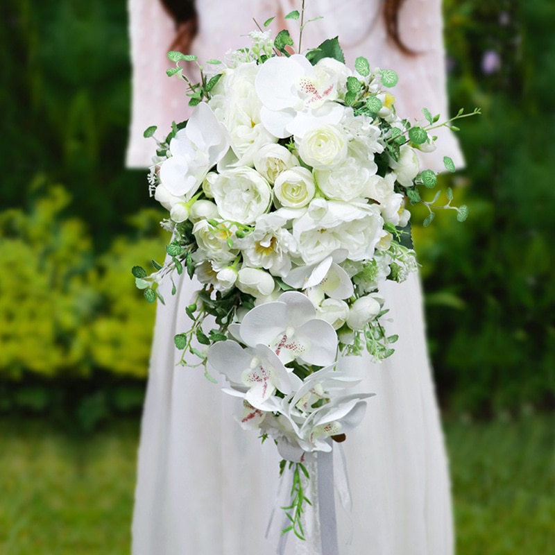 Bouquet de mariage blanc fleurs cascade mariage Bouquets de mariée soie Penoy Bouquets de mariage pour la décoration de demoiselles d'honneur PH055