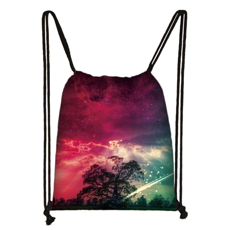 Galaxy / sterrennacht print trekkoordtas dames reistas tienermeisjes canvas softback rugzak dames opbergtas: Skdxk 08