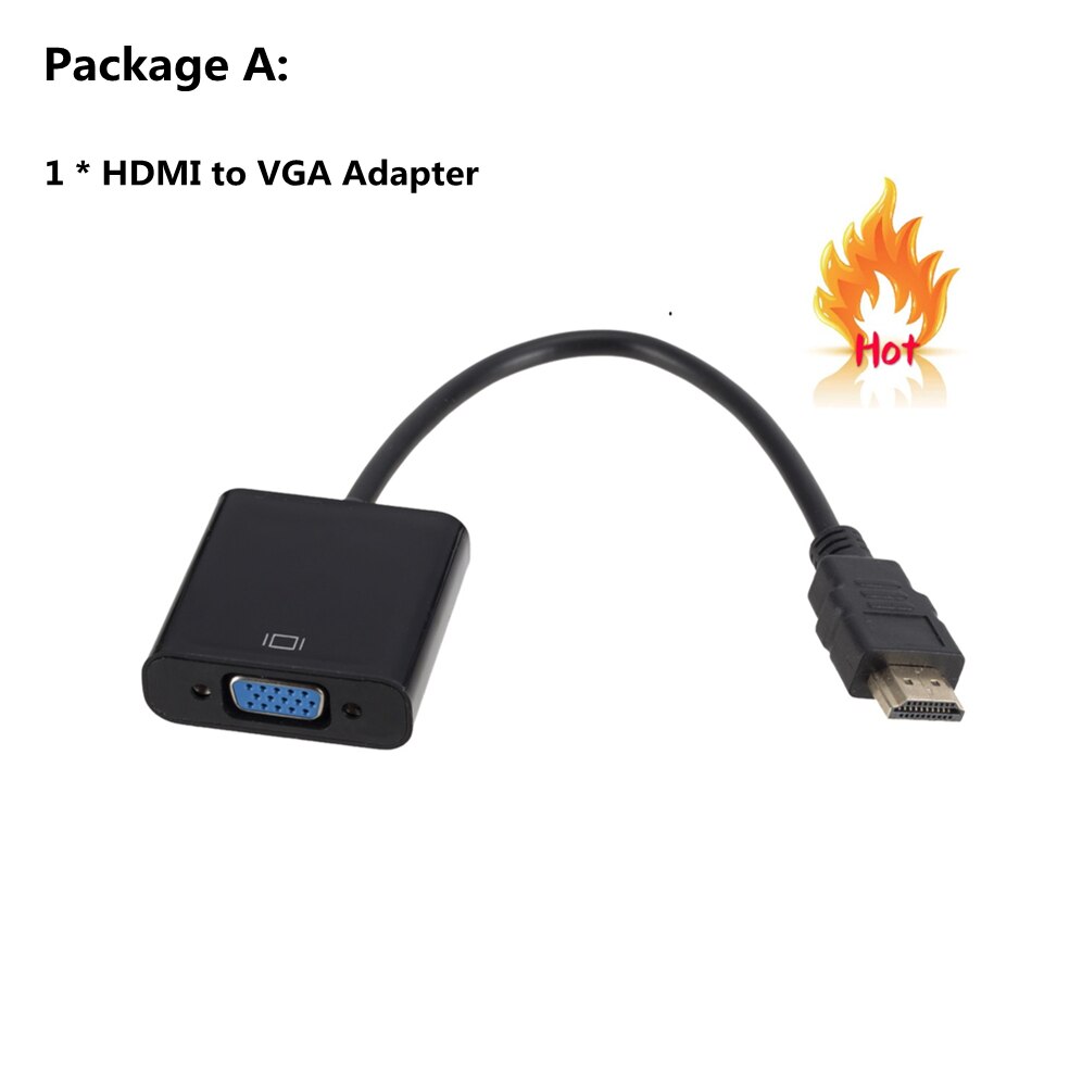 Grwibeou HDMI to VGA Cable Converter HDMI Male To VGA Female Converter Adapter Digital Analog HD 1080P For PC Laptop Tablet: black