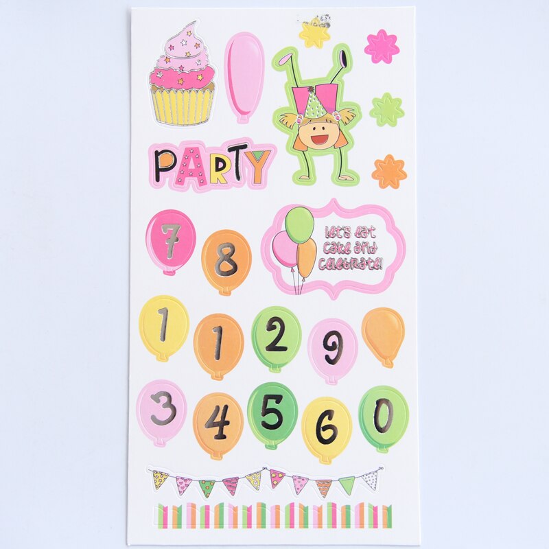 KLJUYP 4pc Birthday Girls Self- adhesive Paper Sticker for Scrapbooking Happy Planner/Card Making/Journaling Project