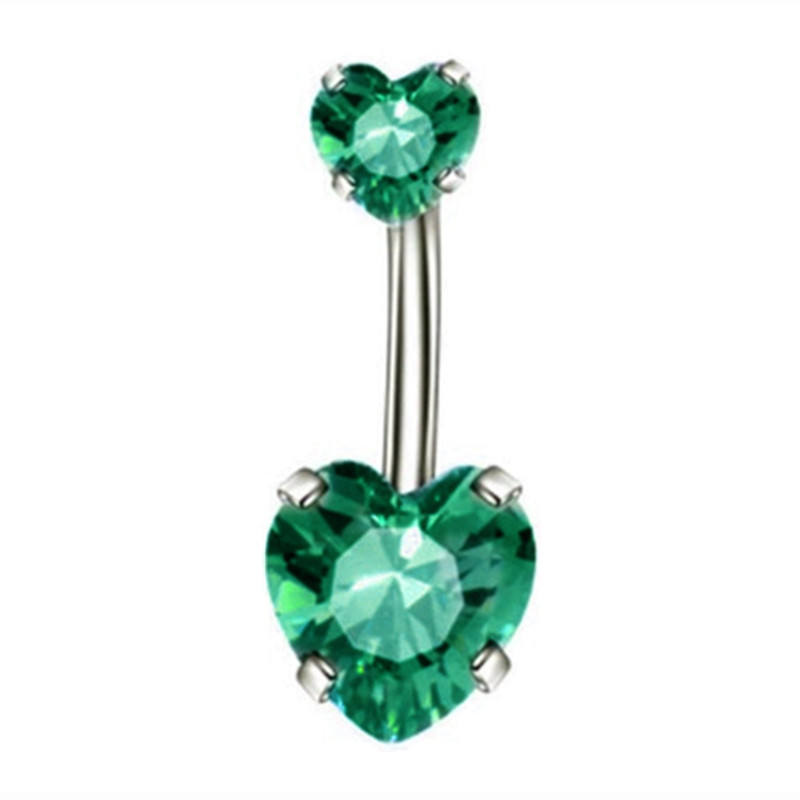 1 pièces coeur rouge nombril anneaux acier vert cristal ventre haltère nombril Piercing papillon pour femmes filles Piercing Ombligo: Couleur jaune clair