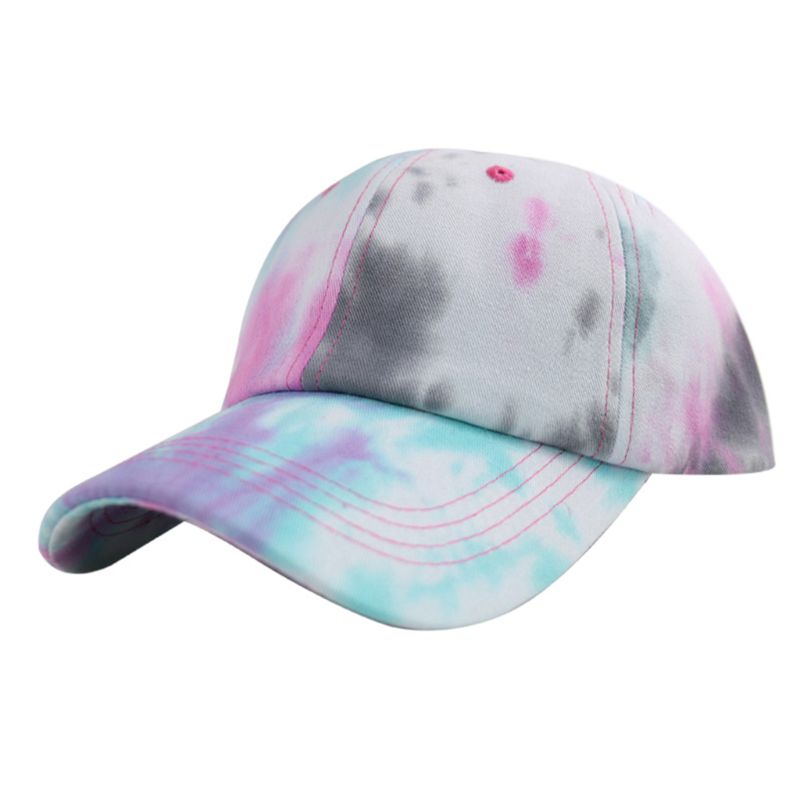 Unisex Regenbogen Tie-Dye Baseball Kappe Sommer Sonnencreme Hip Hop Sport Snapback Hut: Cyan