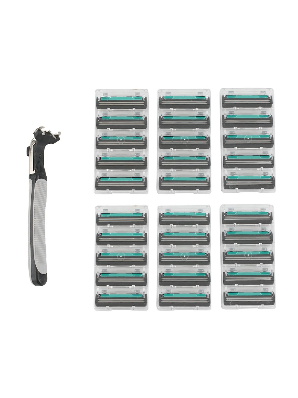 (1 Handvat + 30 Stuks Dubbele Lagen Bladen) mannen Mannelijk Lichaam Gezicht Scheren Scheermes Handleiding Scheermesjes Voor Standaard Baard Scheerapparaat Trimmer: Default Title