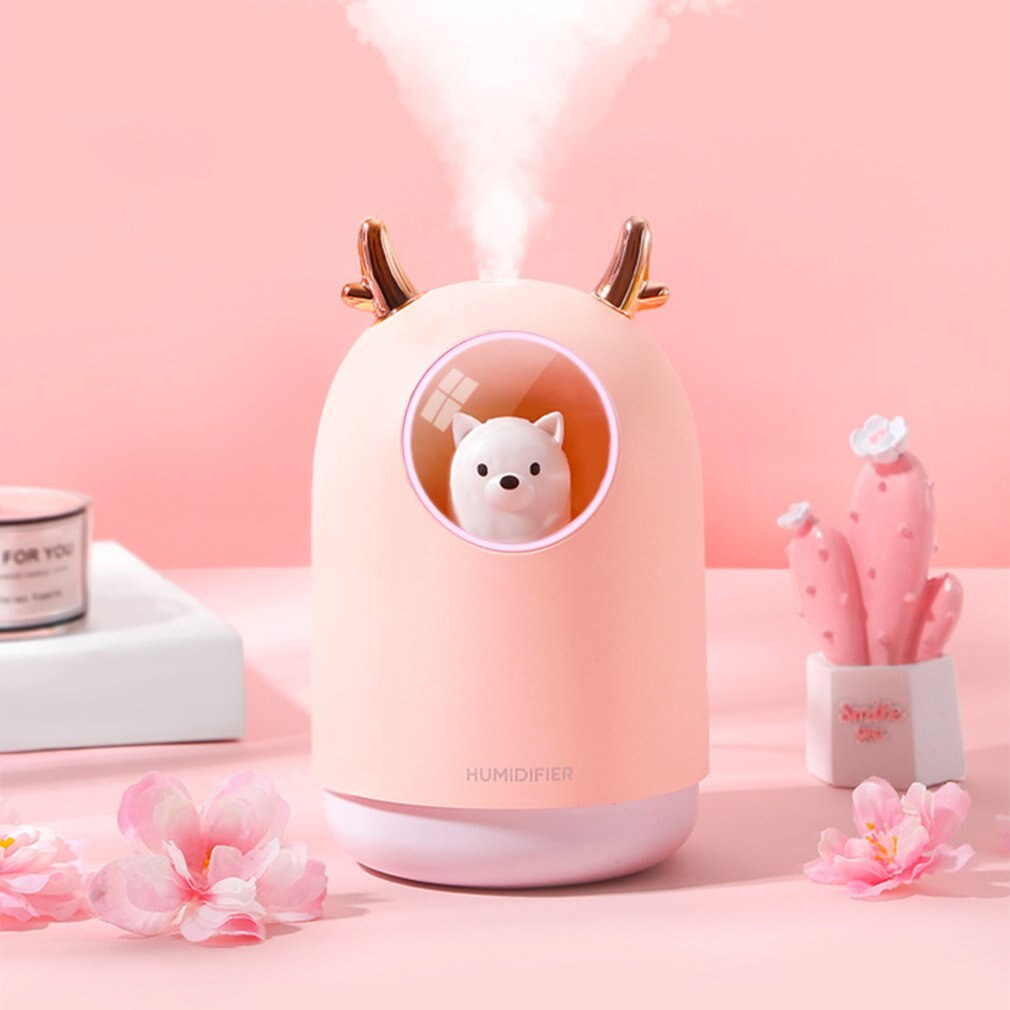 Søt kjæledyr usb mini luftfukter hjemme soverom mute liten skrivebord luft spray dyr mekanisk ultralyd 30 db mute