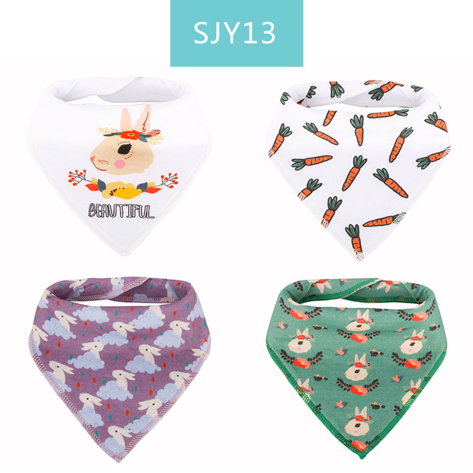 Gelukkig Fluit 4 Stuks Set Baby Kids Peuter Voeden Bandana Slabbetjes Speeksel Handdoek Driehoek Hoofddoek: sjy13