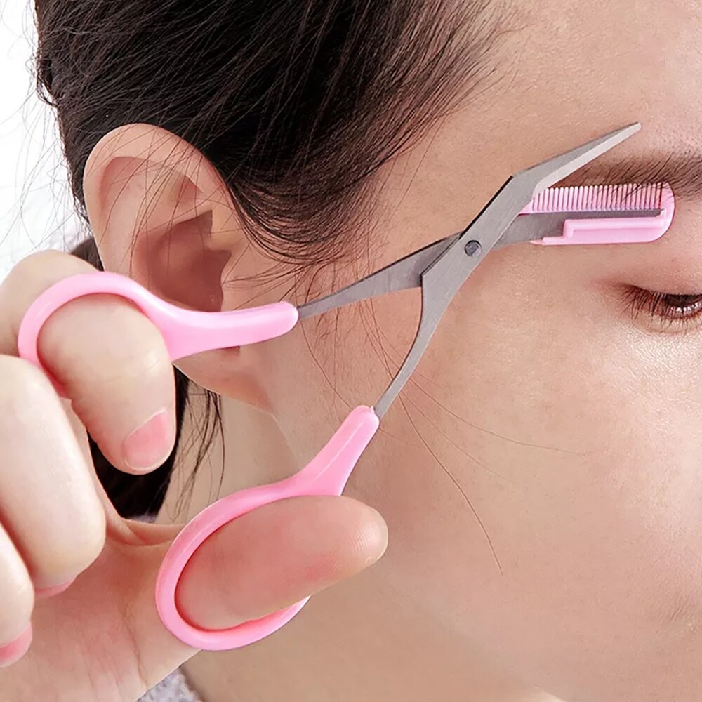 Ciseaux de maquillage avec peigne pour sourcils, accessoires cosmétiques, outils