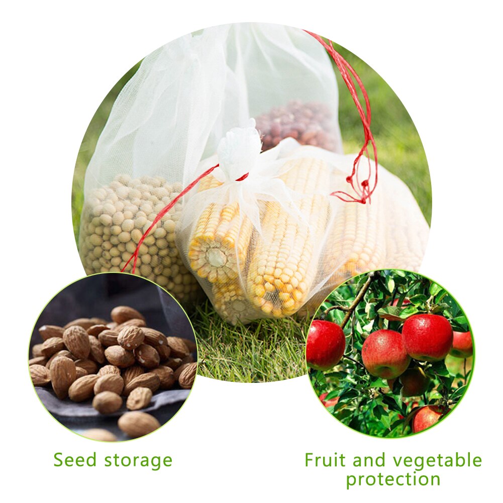 50 Pcs Garden Netting Bags Insect Proof With Drawstring Non-toxic Cultivate Nylon Mesh Fruit Vegetable Protection Agricultural