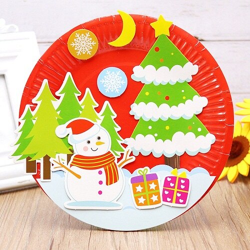 Dysk do papieru malowanie przedszkole pakiet materiałów płyta naklejki malowanie Puzzle dla dzieci kreatywne ręcznie dzieci papier do majsterkowania płyty: Christmas tree