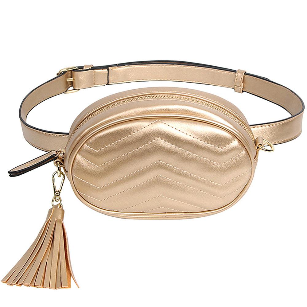 Snake Huid Taille Tas Vrouwen Mode Ronde Fanny Pack Dames Pu Lederen Reizen Heuptas Crossbody Hip Hop Borst Packs: Goud