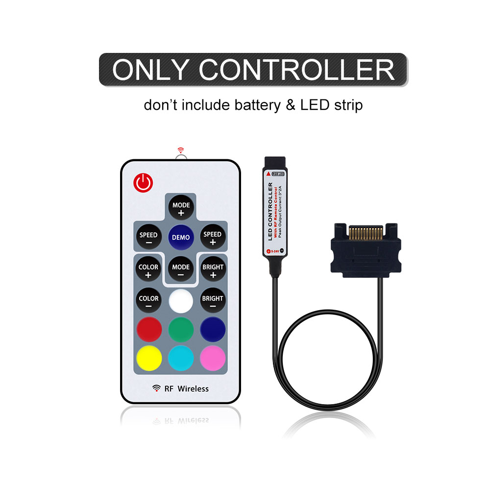 PC Computer fallen FÜHRTE Streifen Licht RGB LED Streifen 5050 Vollen Satz mit SATA Netzteil Schnittstelle und Fernbedienung: nur regler