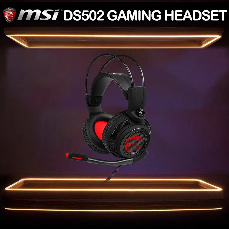 Msi  ds502 gaming-headset, ergonomisches, kabelgebundenes gaming-headset mit led-beleuchtung, mikrofon, rgb-beleuchtung, geräuschunterdrückung und hifi- 7.1 für laptop- und pc-gamer
