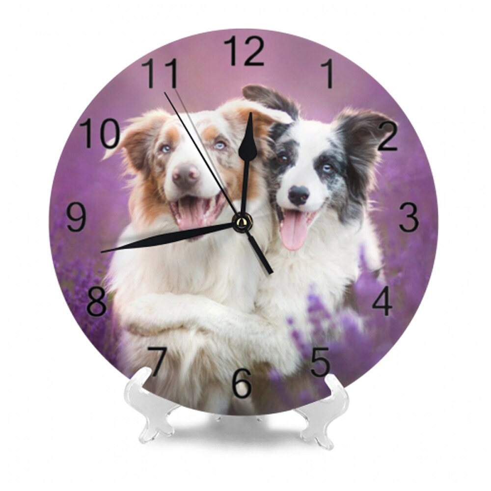Round Wall-Clock Pet Dogs Pattern Numeral Digital Dial Mute Silent Non-Ticking Battery Operated Clocks Wall Deaor Art: SZA1250