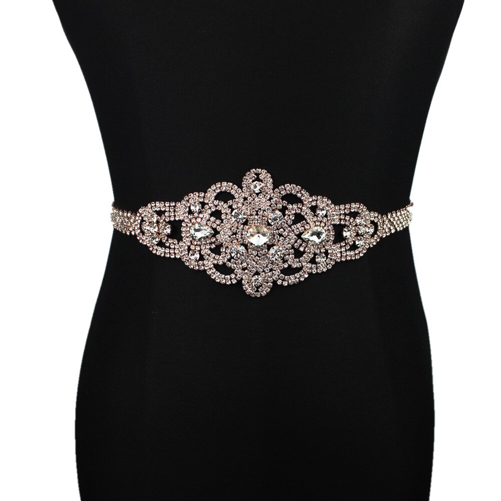 Rose Gold Crystal Hoofdband Bruid Bruidsmeisjes Sjerp Bruids Riem Met Strass Trouwjurk Riem