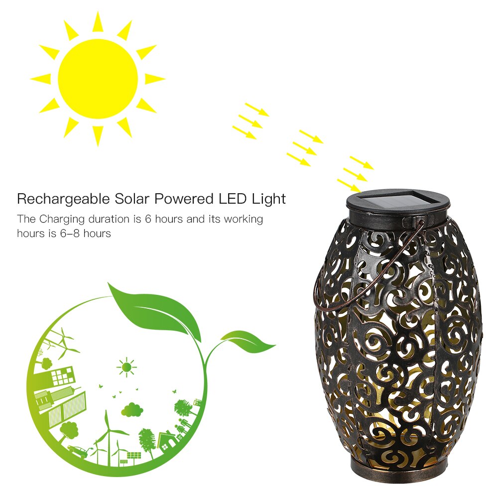 Tomshine Outdoor Hanging Lamp Solar Power Energy LED Lantern Light IP44 Water Resistance for Patio Garden Courtyard Pathway