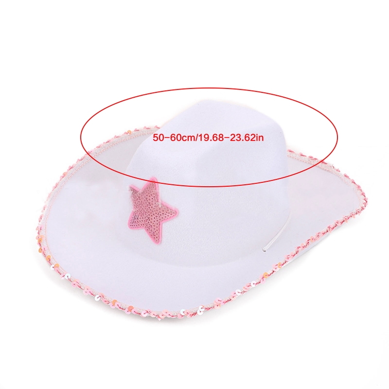 Mode Cowgirl Hoed Met Glitter Ster Voor Costume Dress-Up Westerse Accessoire Fedora Vilt Cap Met Verstelbare Touw