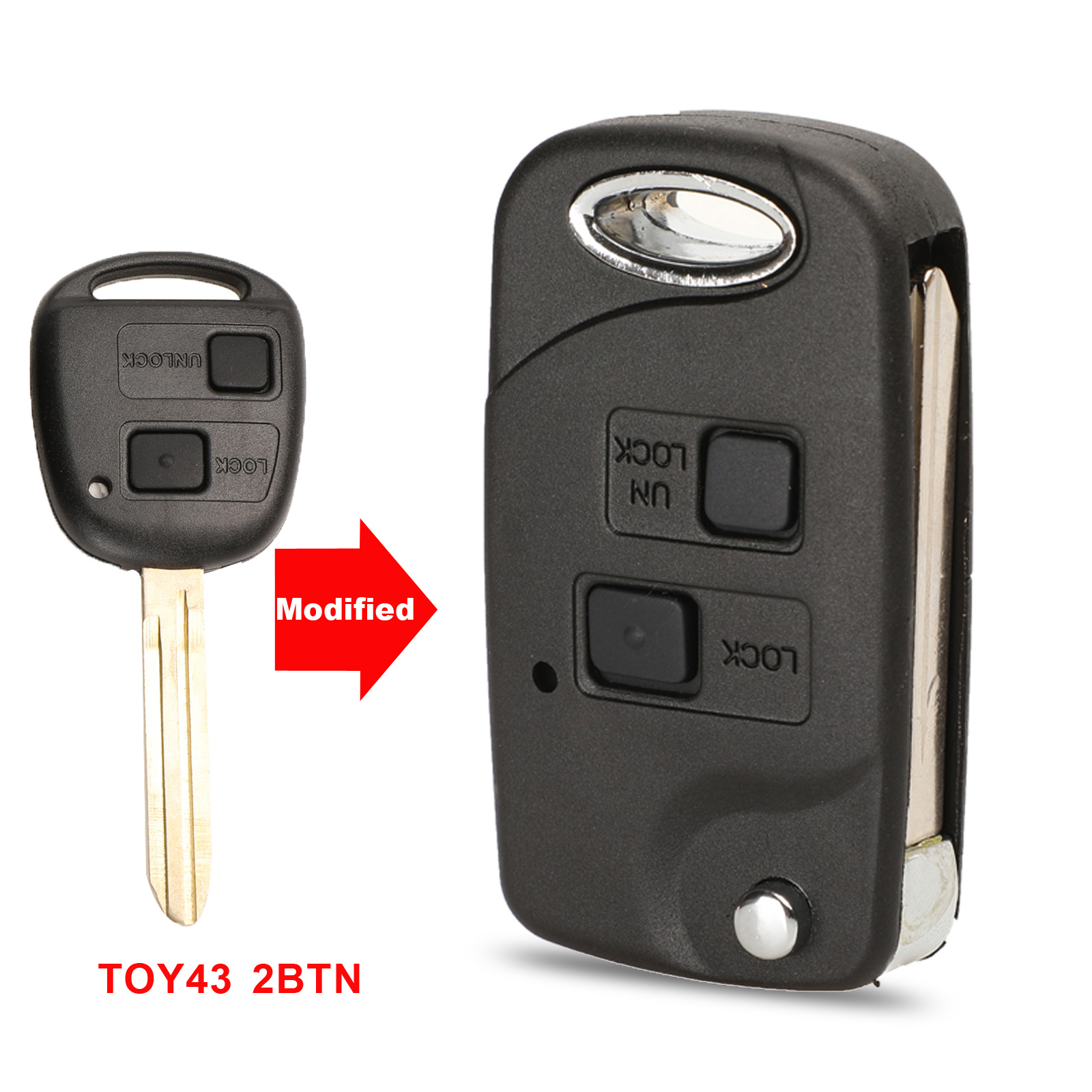 Jingyuqin Remote Folding Flip Autosleutel Shell Case Voor Toyota Yaris Carina Corolla Avensis Cover Toy43 Toy47 Toy48 Met Knoppen: 2B TOY43 BLADE