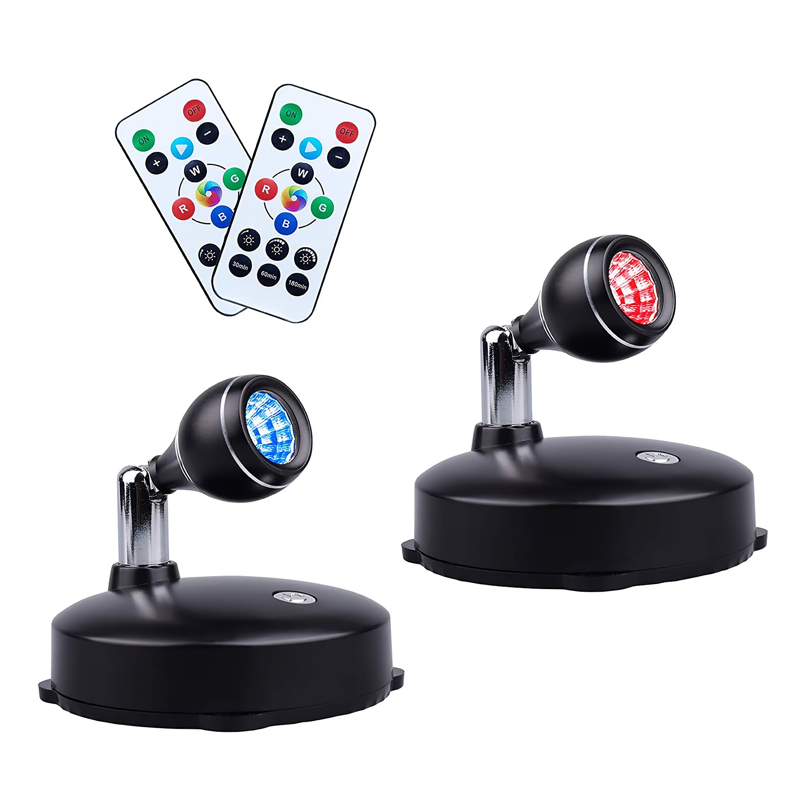 2pcs faretto a LED RGB Multi colore luce ambientale lampada alimentata a batteria bambino proiezione lampada da notte lampada da parete con rotazione: Default Title