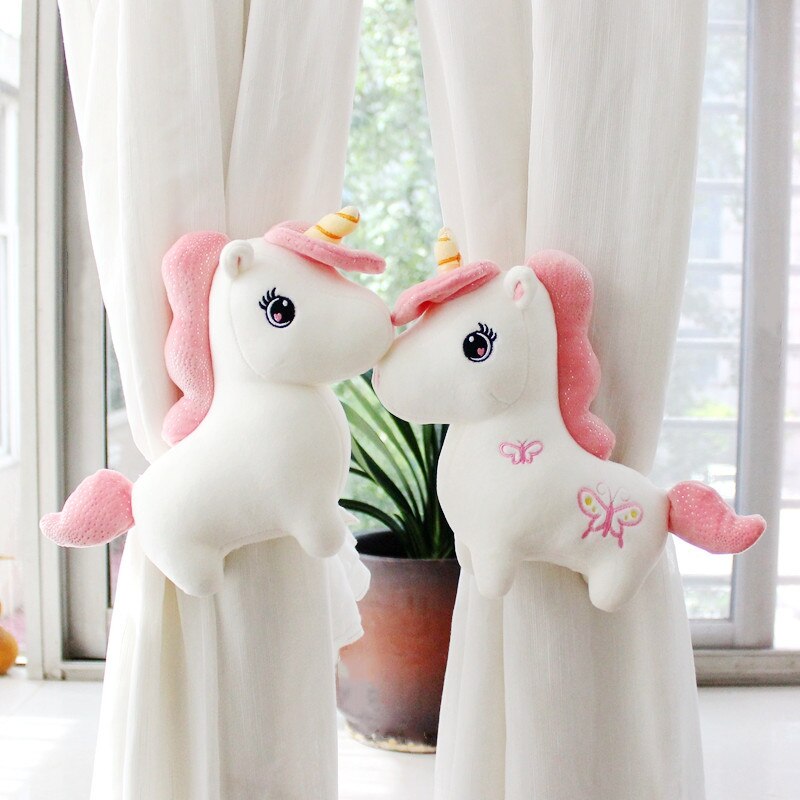 2pcs/set Cartoon Unicorn Curtain Tieback Holder Hooks Tie Backs Children Room Decoration Accessories Holdback Curtain Strap Hook