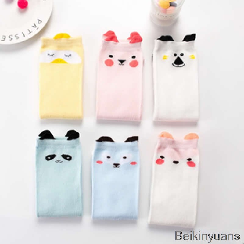 #39 met dierenprint, katoenen babysokken, kniehoge sokken met cartoonprint, schattige kindersokken voor peuters en meisjes