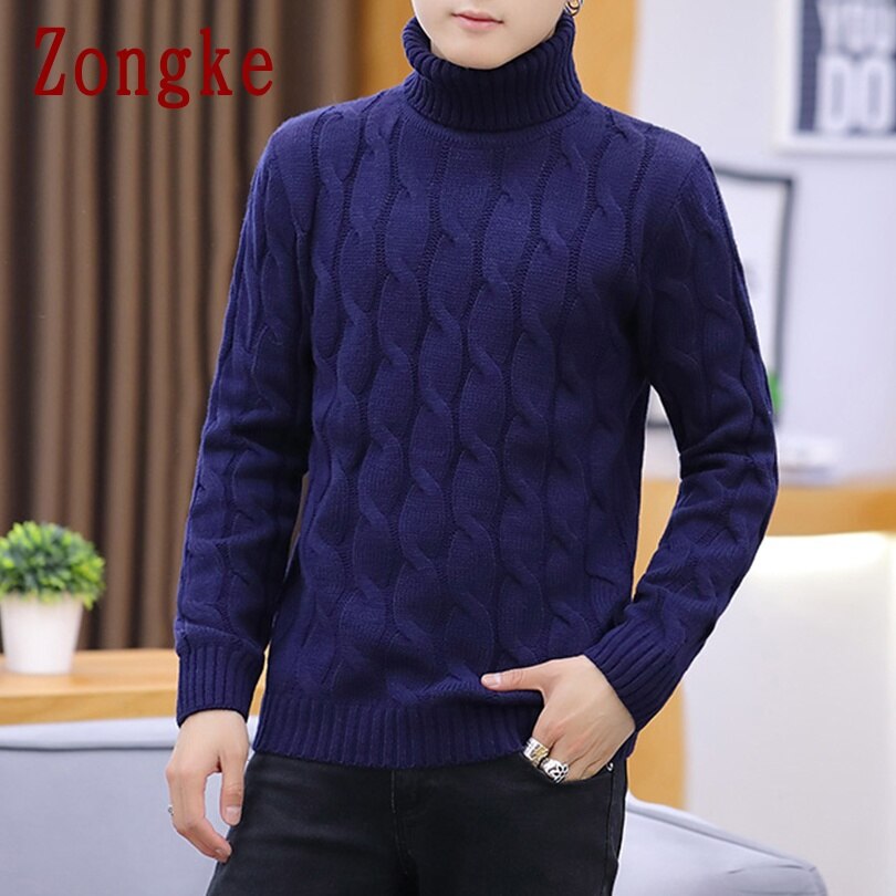 Zongke hvid rullekrave herre tøj vinter sweater herre frakker solid stribet pullover herre rullekrave m -2xl 2022 forår