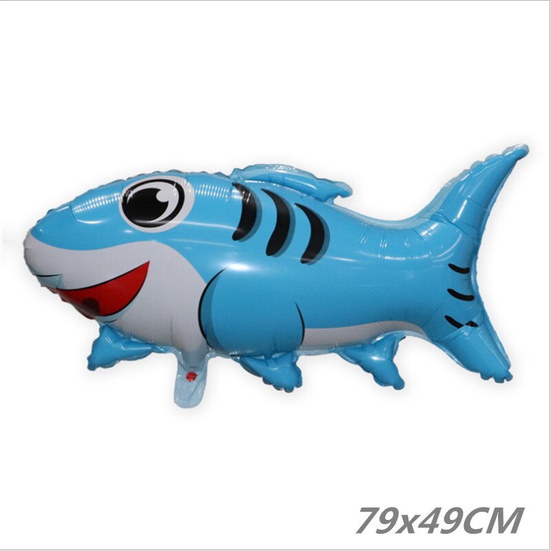 Globos decorativos para de cumpleaños de niños, película de aluminio de animales marinos, bonitos dibujos animados: F