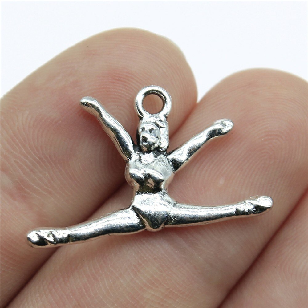 20 stks / partij Charms Gymnastiek Antiek Zilver Kleur Gymnastiek Charms Sieraden Bevindingen DIY Gym Charms Sport: B10367-22x16mm