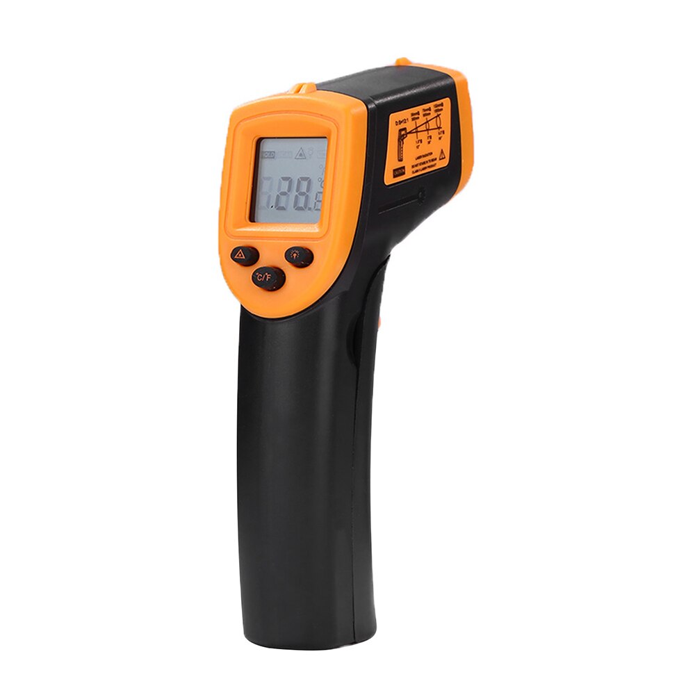 Compteur de température d'affichage à cristaux liquides de thermomètre infrarouge sans Contact tenu dans la main de HW600, thermomètre industriel d'ir numérique: orange
