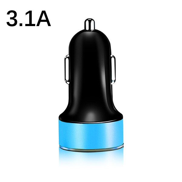 Cargador de coche USB Dual 3.1A 5V con pantalla LED cargador de coche Universal para Xiaomi Samsung S8 iPhone X 8 Plus Tablet: 3.1A-Blue