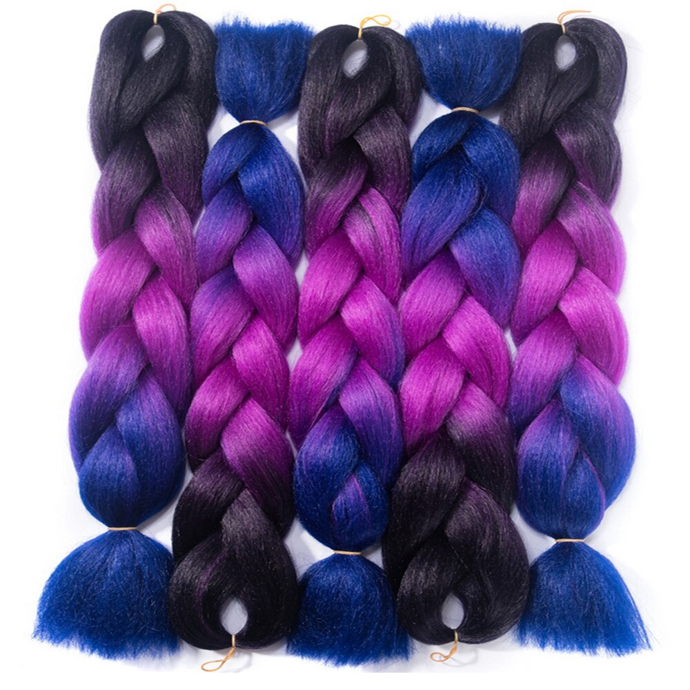 24inch Ombre Synthetic Braiding Hair Crochet Hair Extensions Jumbo Braids Hairstyles Pink Blonde Red Blue 5pcs/lot 100g/pcs