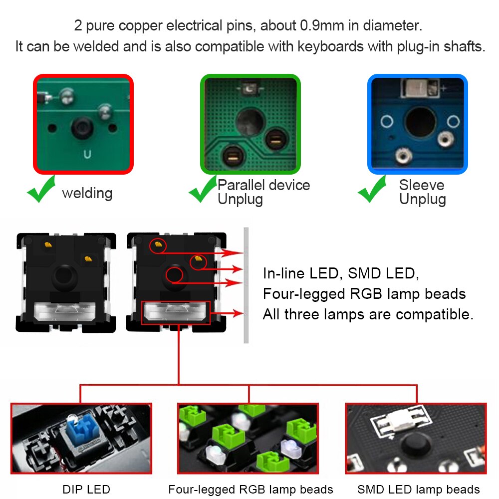 REDRAGON SMD RGB MX 3Pin klikający liniowy przełącznik dotykowy cichy czerwony niebieski czarny brązowo-fioletowy przełącznik do podświetlanej klawiatury mechanicznej