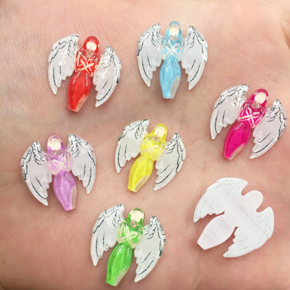 30 stuks mix resin Mooie Kleurrijke angel Flat terug rhinestone applicaties DIY Bruiloft plakboek craft SF517