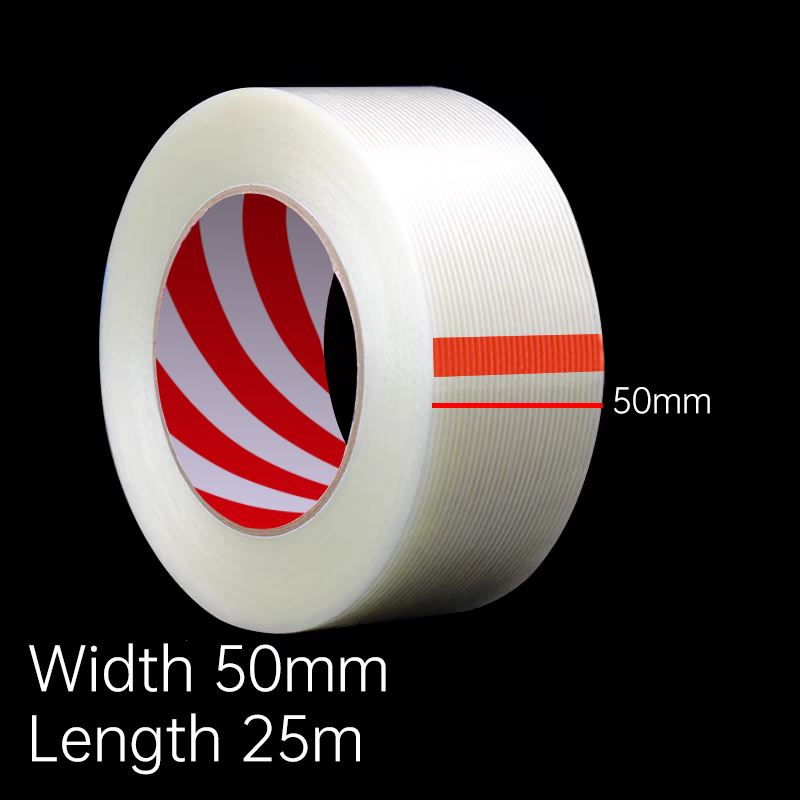 25 m Glasfaserband, transparent, gestreift, Faserband, wasserdichtes Klebeband, Lithium-Akku, Isolierfolie, Verpackung, fest: Gold