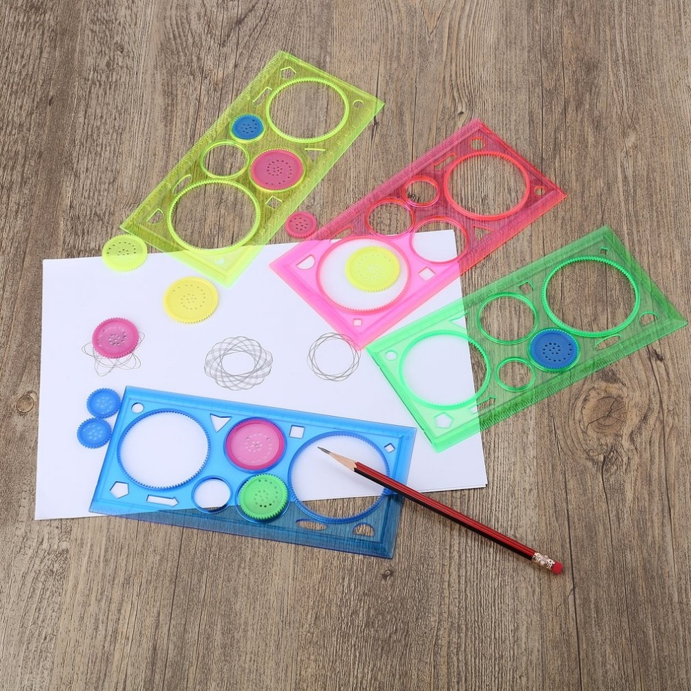 1PC Multifunctional Spirograph Geometric Ruler Drafting Tools Learning Drawing Tool Plastic Ruler School Stationery supplies