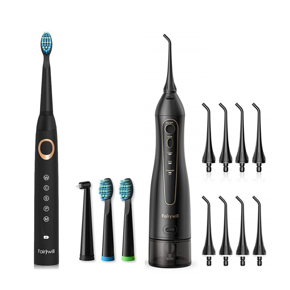 Fairywill-irrigador Oral de agua para adultos, limpiador Dental de 3 modos, resistente al agua, 300ml: FW-5020E-508Black