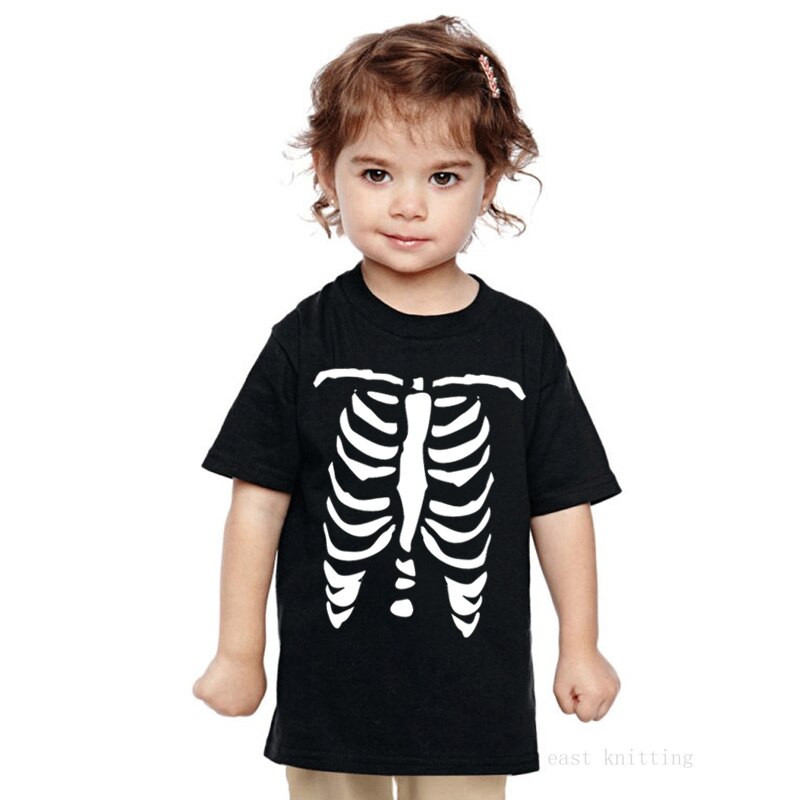 Skelet t-shirt voor kids Baby Boy Korte Mouw Casual T-shirt Tops Tee Kind Halloween Ribbenkast Outfit