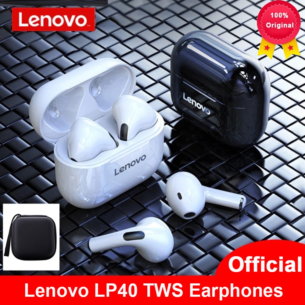 NEUE Original Lenovo LP40 TWS Drahtlose Kopfhörer Bluetooth 5,0 Dual Stereo Noise Reduktion Bass Touch Steuerung Lange Standby 300mAH