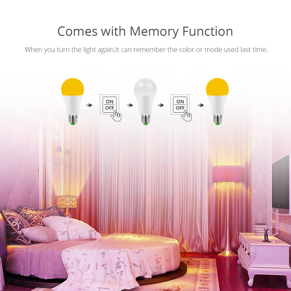 Dimmable Bluetooth 4.0 APP LED Bulb E27 RGBW RGBWW 15W AC85-265V Wireless LED Indoor chandelier Lamp Smart Home Lighting