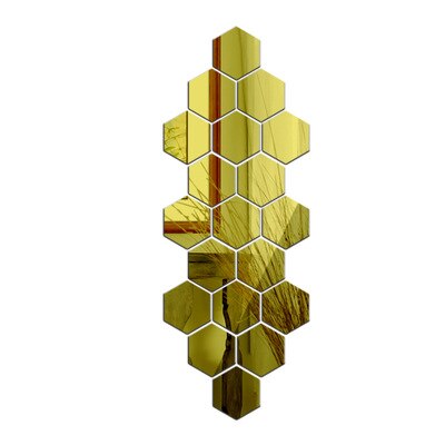12 pièces/ensemble 3D hexagone acrylique miroir Stickers muraux décor à la maison salon décoration bricolage or miroir Art autocollant mural pour chambre d'enfants: Or / 80x70x40mm