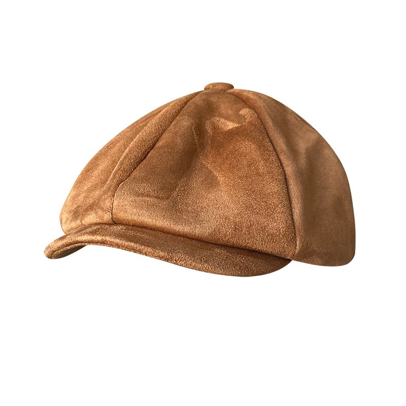 Retro Top Grade Suede Newsboy Caps Men Oversized head circumference Flat Caps Women British Gatsby Cap Autumn Winter Hat BLM223: Khaki / S 54-56CM