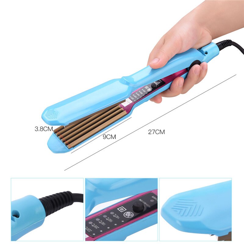 TOHUAN Fluffy Crimp Iron Corrugated Hair Curling Iron Wide Plates Electric Hair Straightener Small Wave Hair Crimper Curler Tool