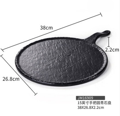 Melamine keuken party display plaat met handvat cookie dienblad zwart kleur schotel: JM16909